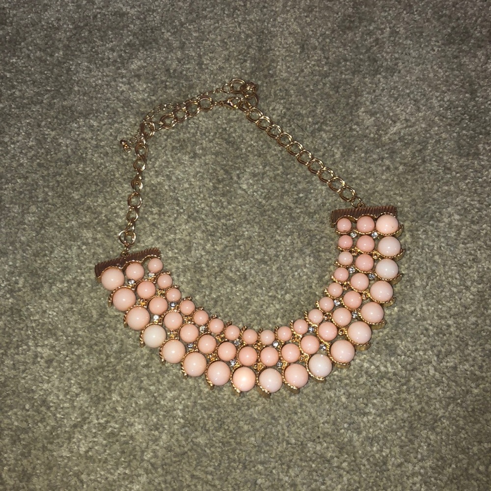 Pink necklace with gold adjustable chain